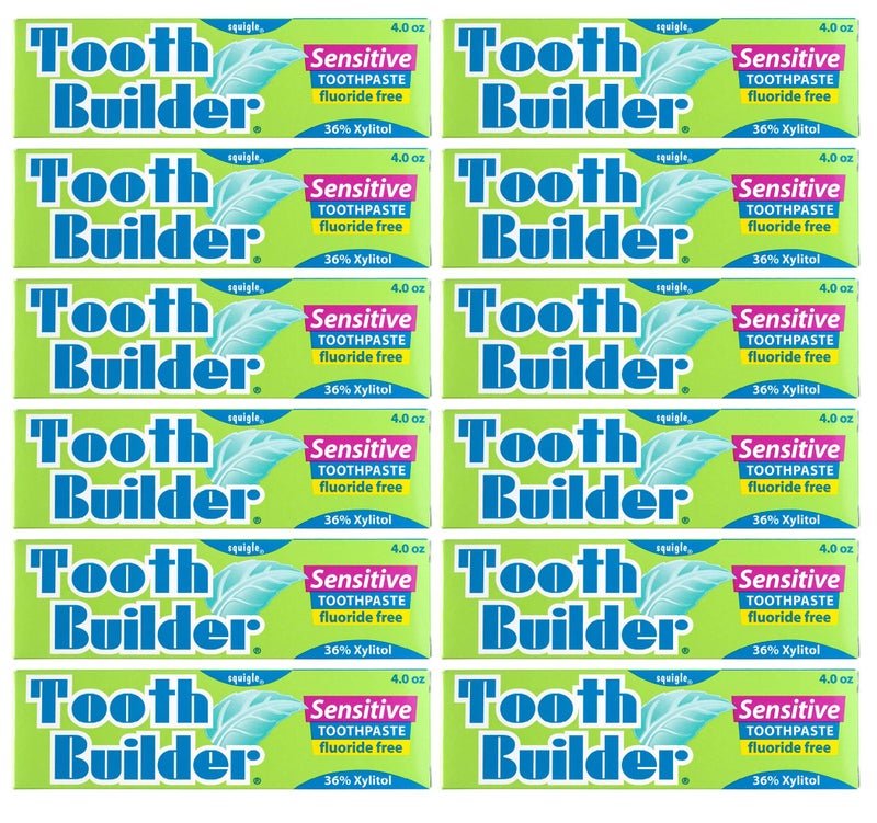 Squigle Tooth Builder SLS Free Toothpaste Stops Tooth Sensitivity Prevents Canker Sores Cavities Perioral Dermatitis Bad Breath Chapped Lips 4 oz 48 Ounce Pack of 12 Unflavored